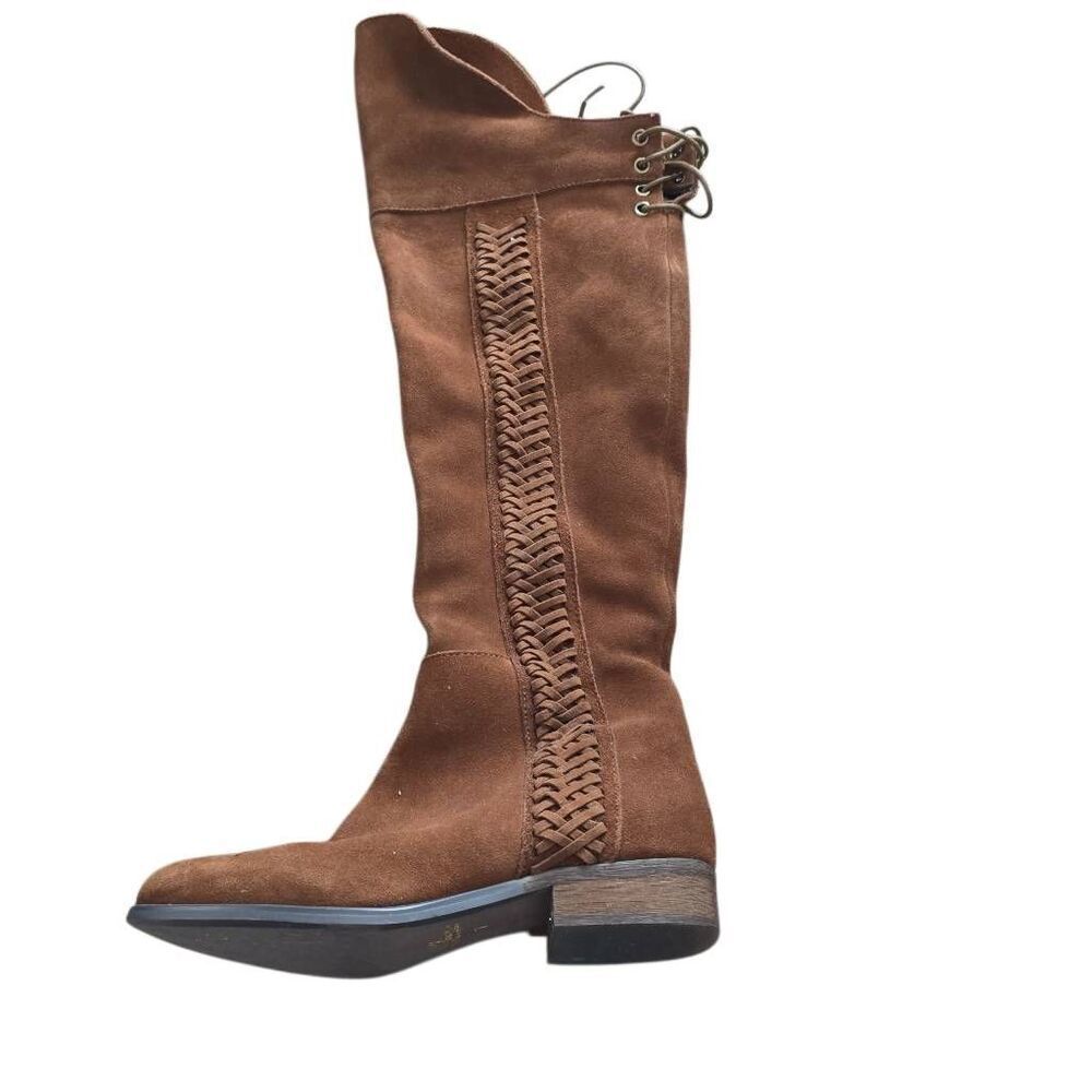 Sbicca Vintage Collection Sz 7 Brown Suede Criss-Cross Over Knee Festival Boots